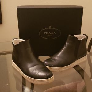 Prada Black Hiddden Wedge Sneakers